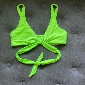 Neon green wraparound bikini top